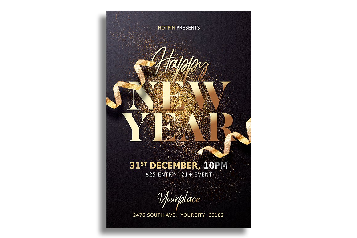 New Year Eve Flyer Template preview image.