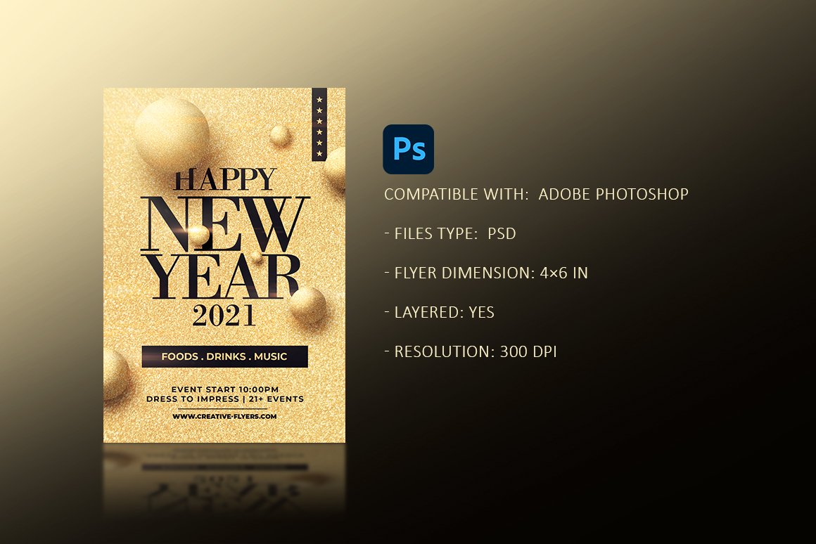 New Year Flyer Invitation preview image.