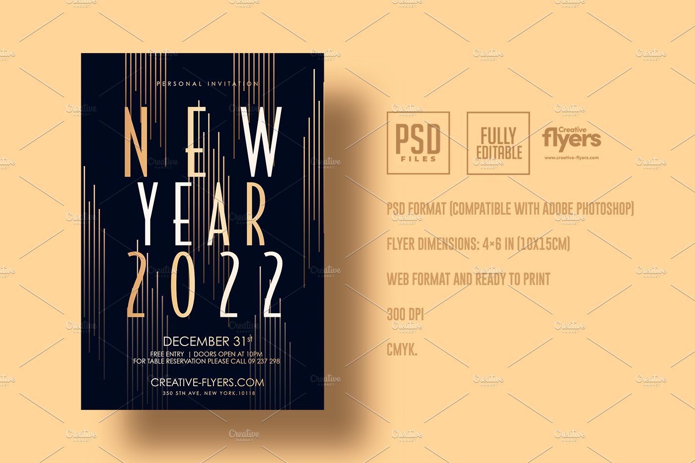 New Year's Invitation Template preview image.