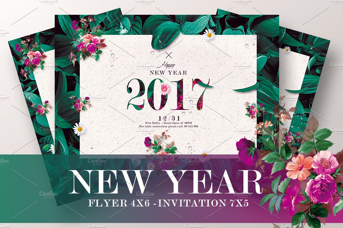Classy New Year - Floral Invitation preview image.