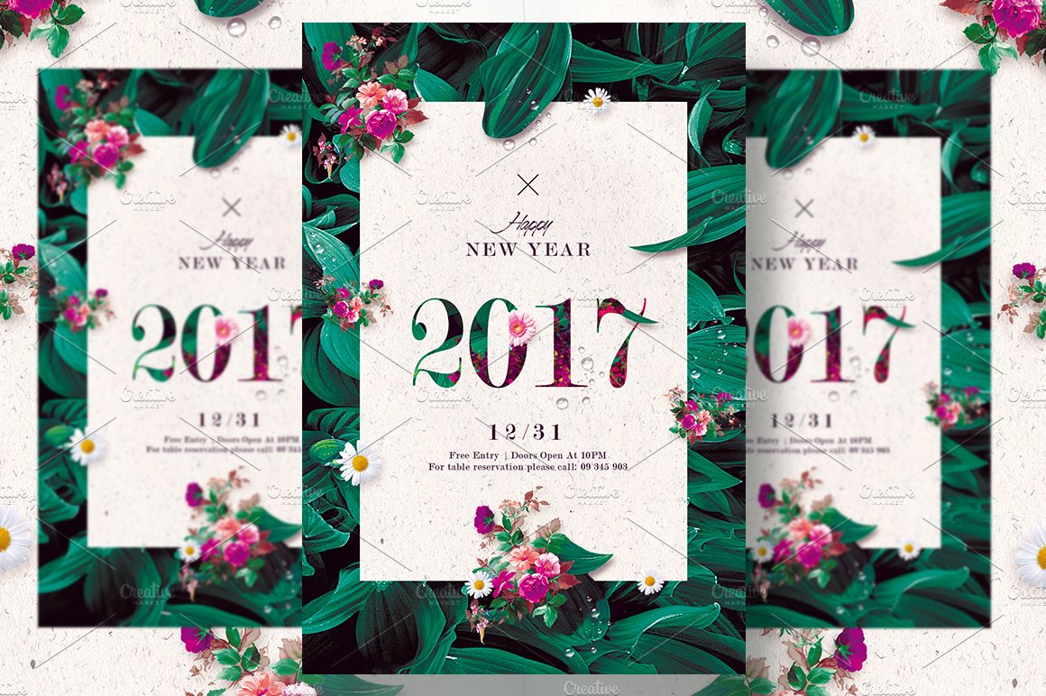 Classy New Year - Floral Invitation cover image.