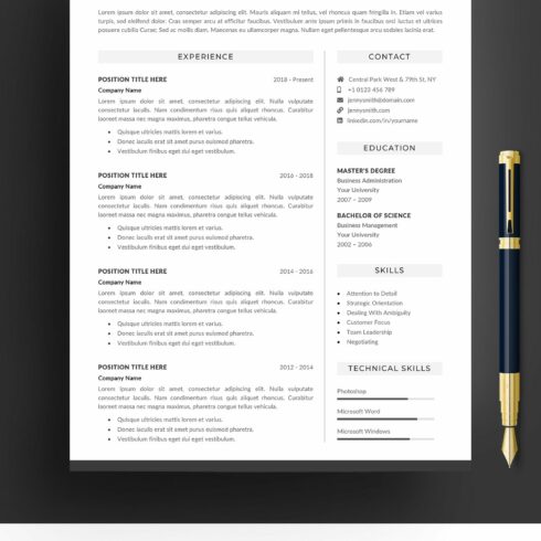 Resume Template Word Modern Clean CV cover image.