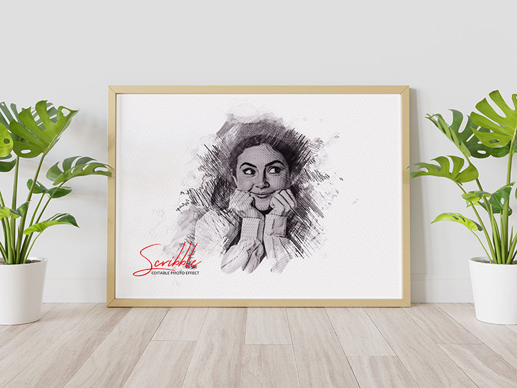 Drawing of a woman with a smile on her face.