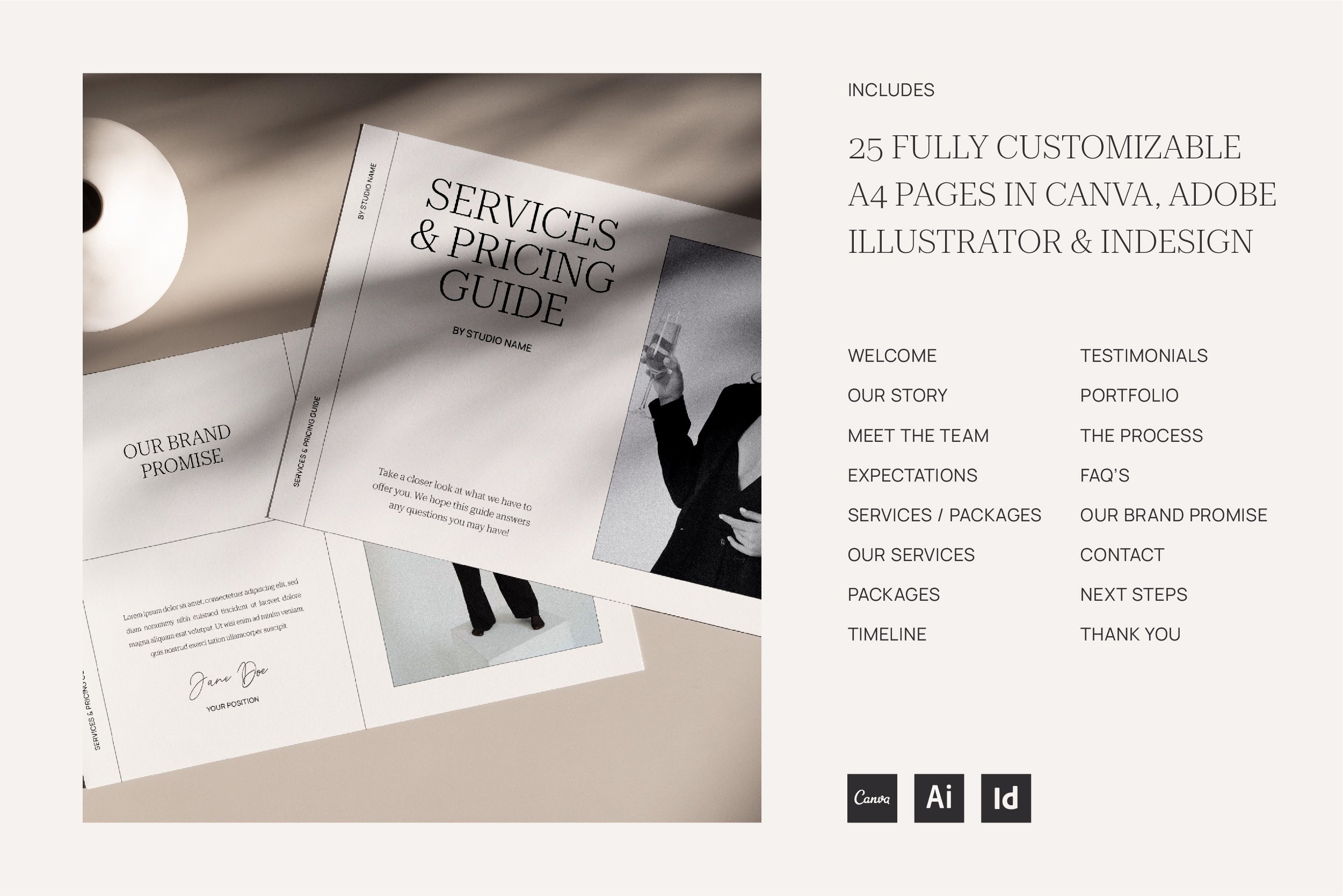 Services and Pricing Guide Template preview image.