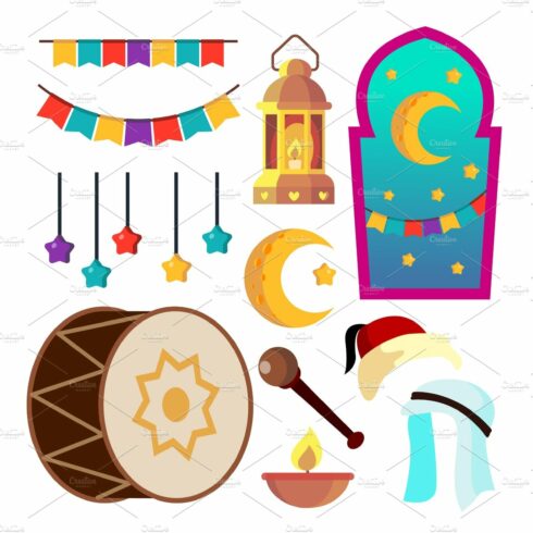 Ramadan Icons Vector. Muslim Islam cover image.