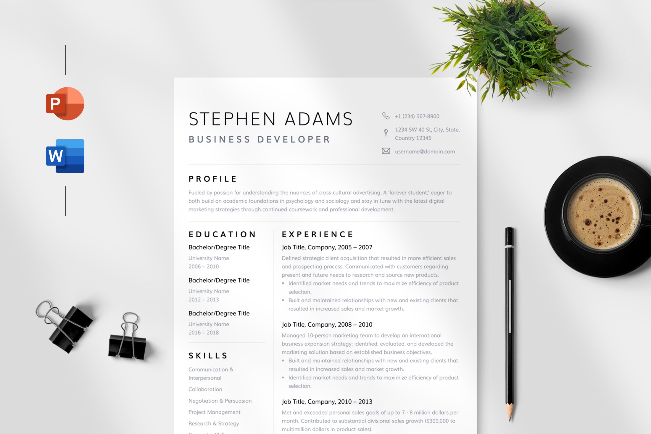 Noah - Resume Template cover image.