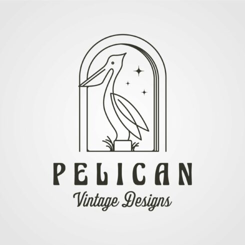 pelican bird line art vintage logo cover image.