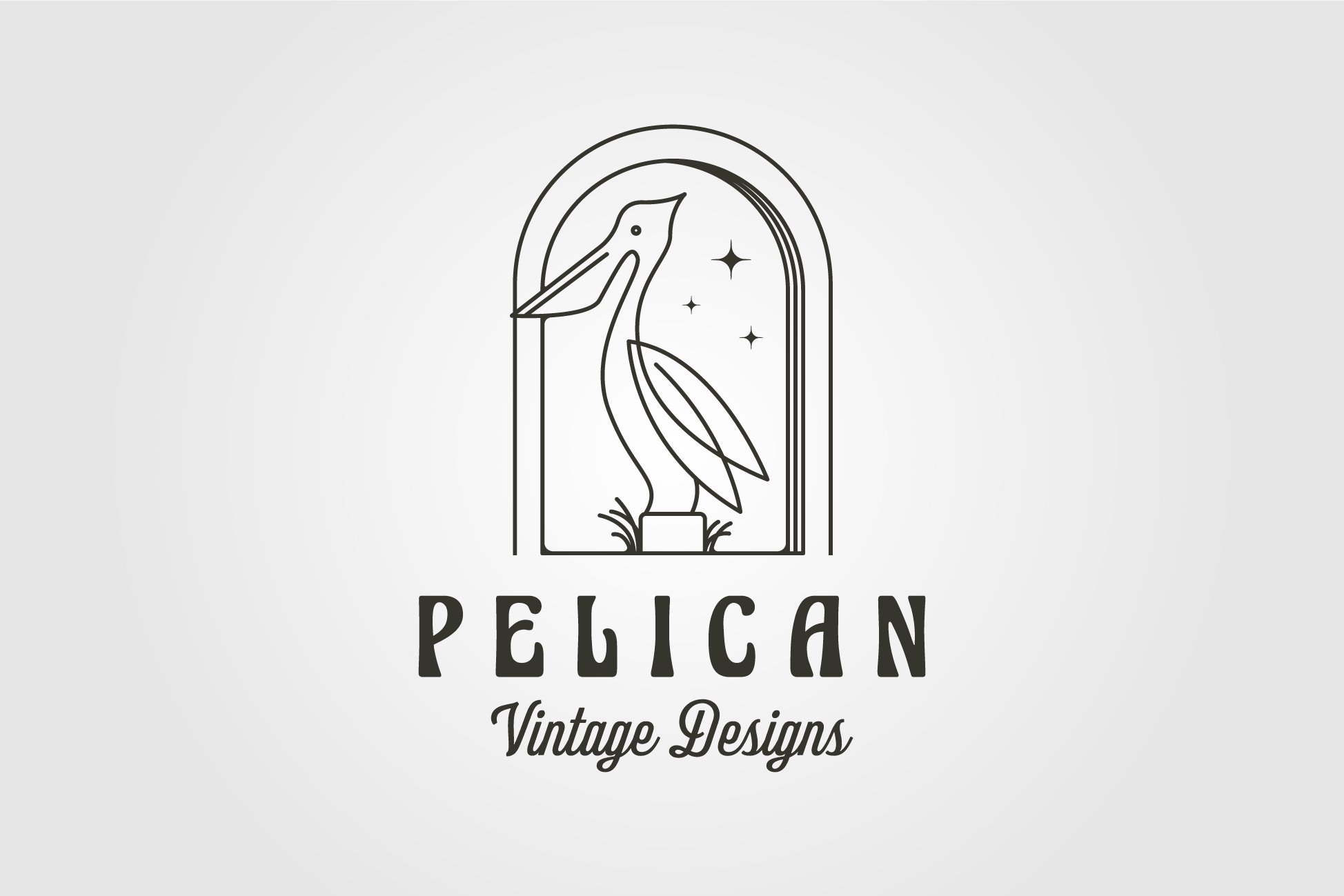 pelican bird line art vintage logo cover image.