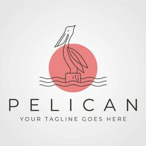 vector of pelican bird line art logo cover image.