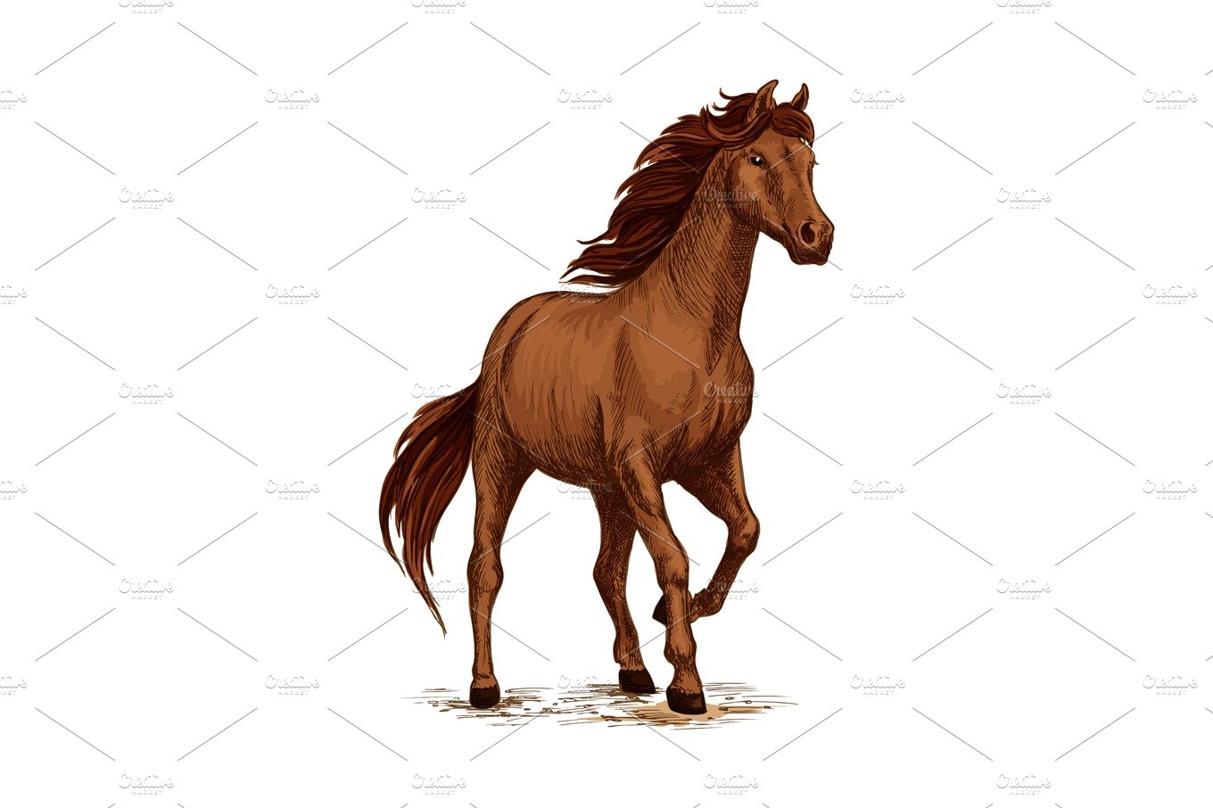 Drawing Sketch Running Horse Outline Editable Illustration Stock Vector by  ©manjunaths88@gmail.com 558152540
