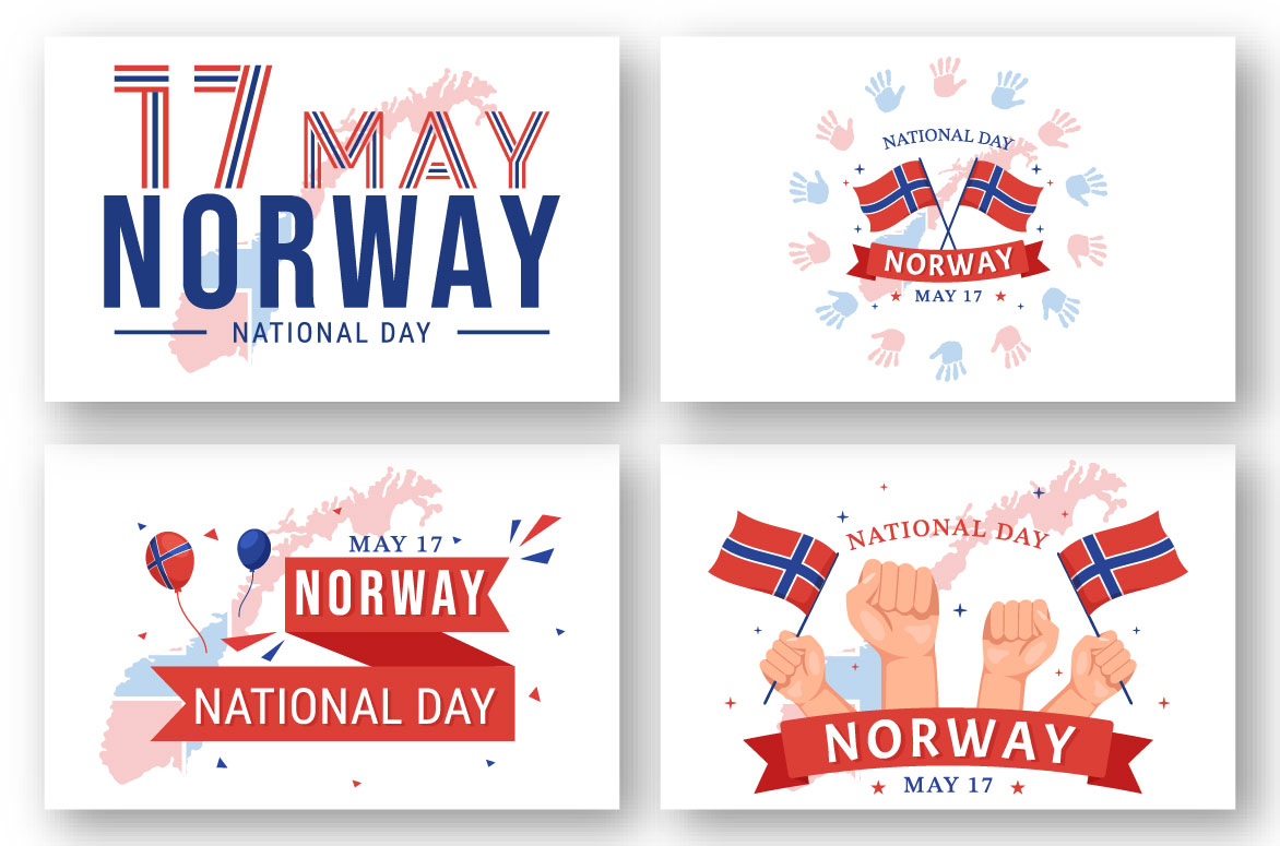 Set of four national day cards.