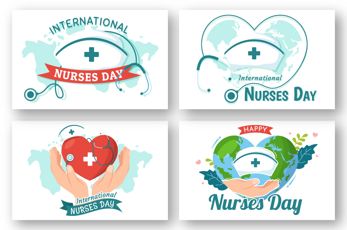 Set of four nurse's day cards.