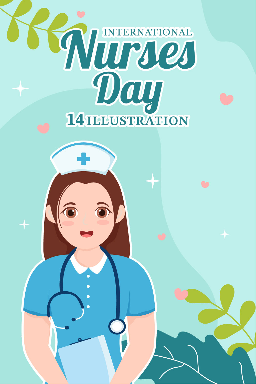 14 International Nurses Day Illustration pinterest preview image.