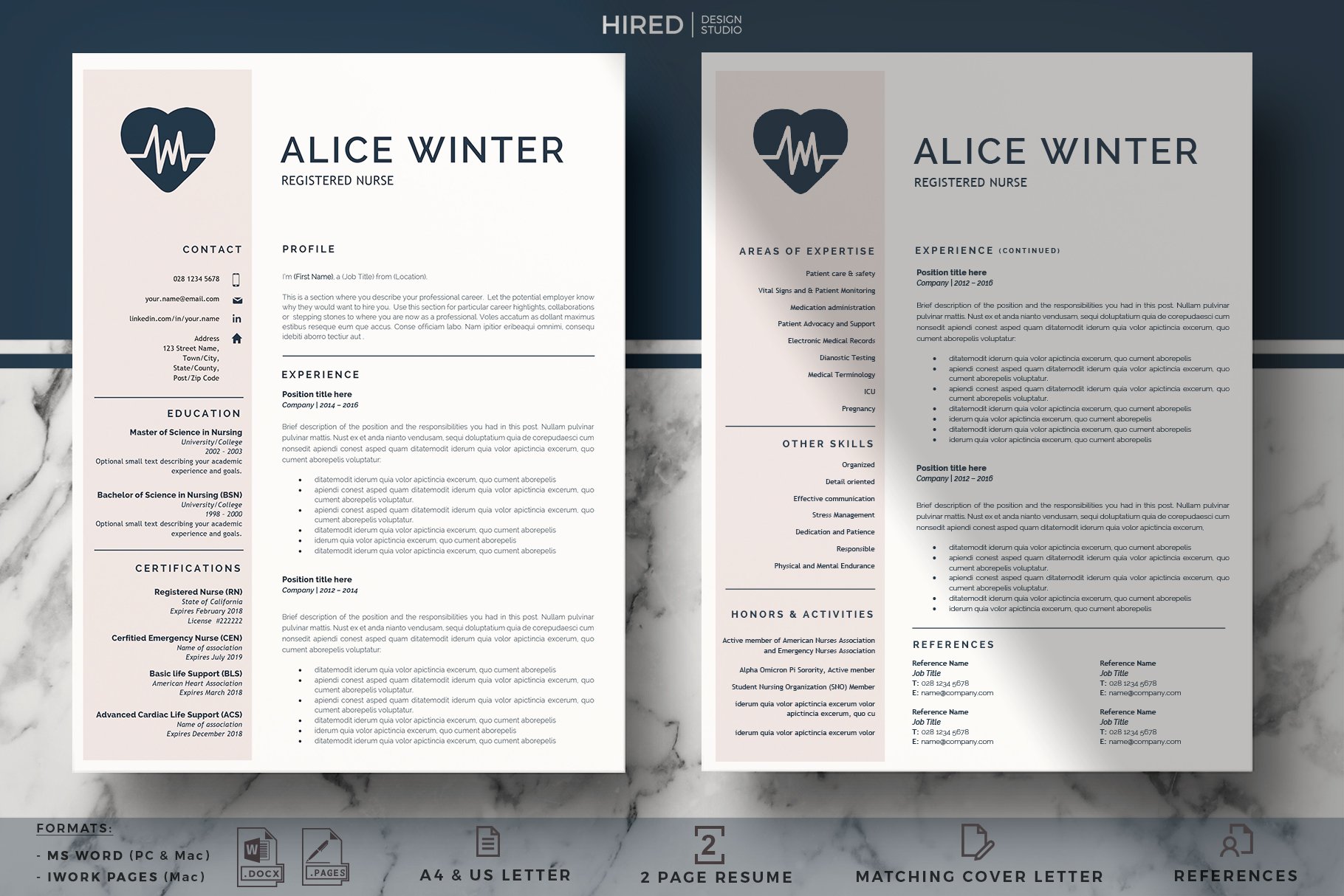 Nurse Resume, Cover L. + References preview image.