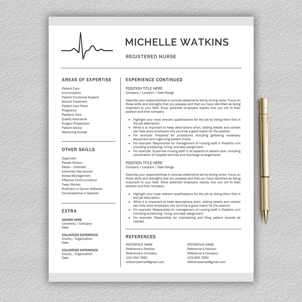 Nurse Resume / Medical CV preview image.