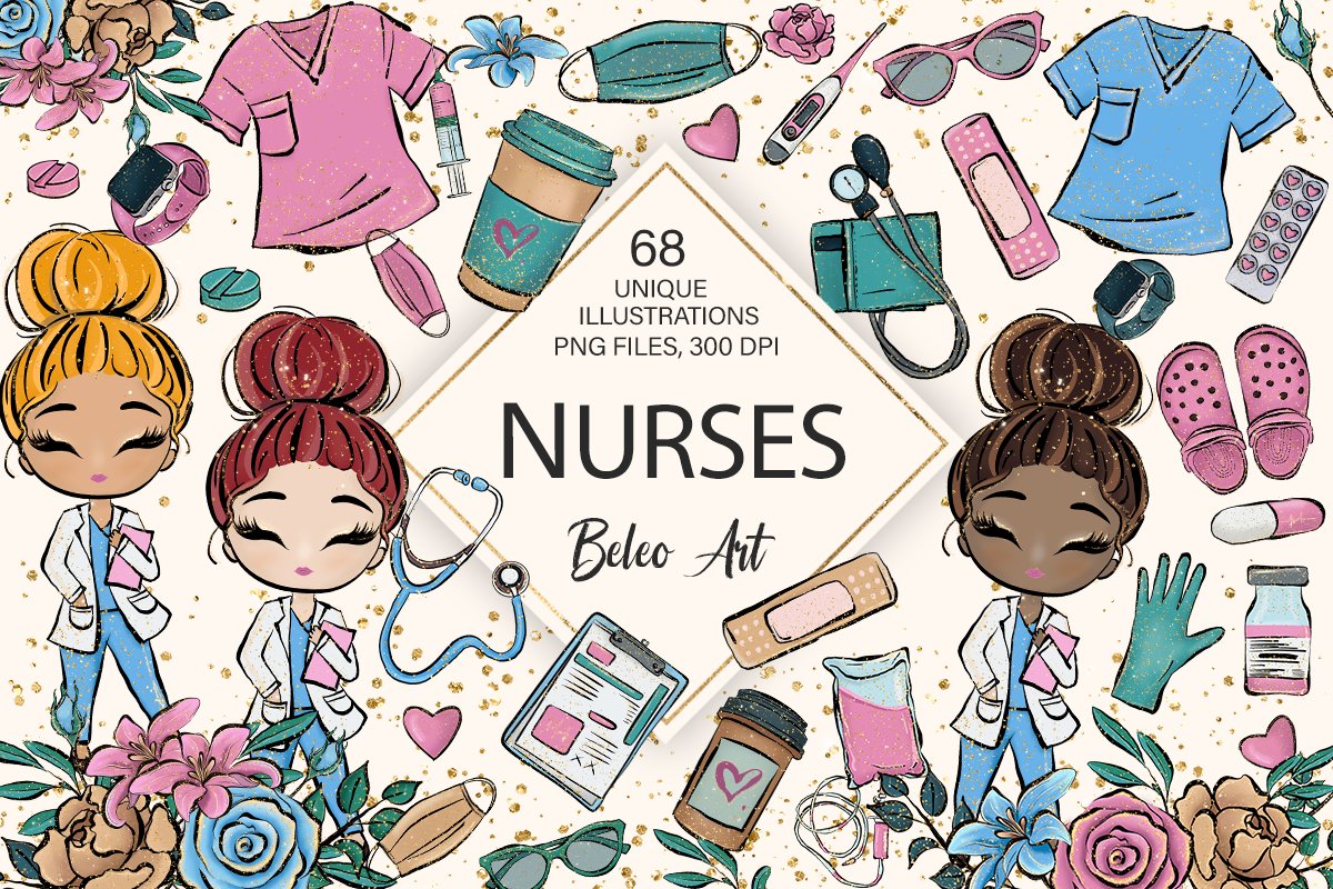Nurses and Doctors Medical Clipart cover image.