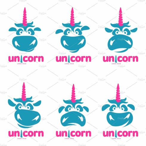 Unicorn illustration logo template cover image.