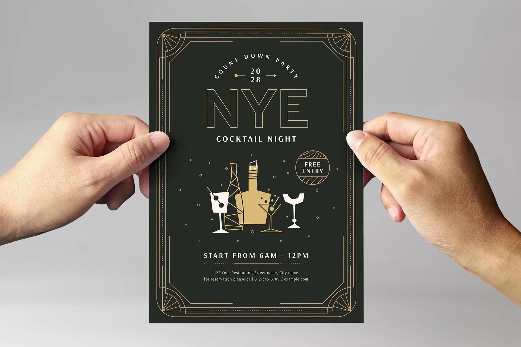 NYE Flyer & Cocktail Menu Templates preview image.