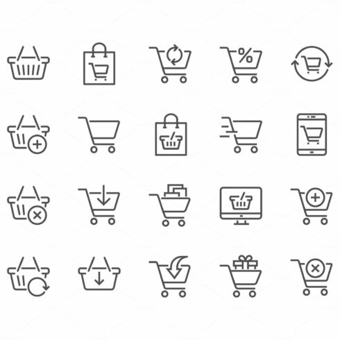 Line Shopping Cart Icons cover image.