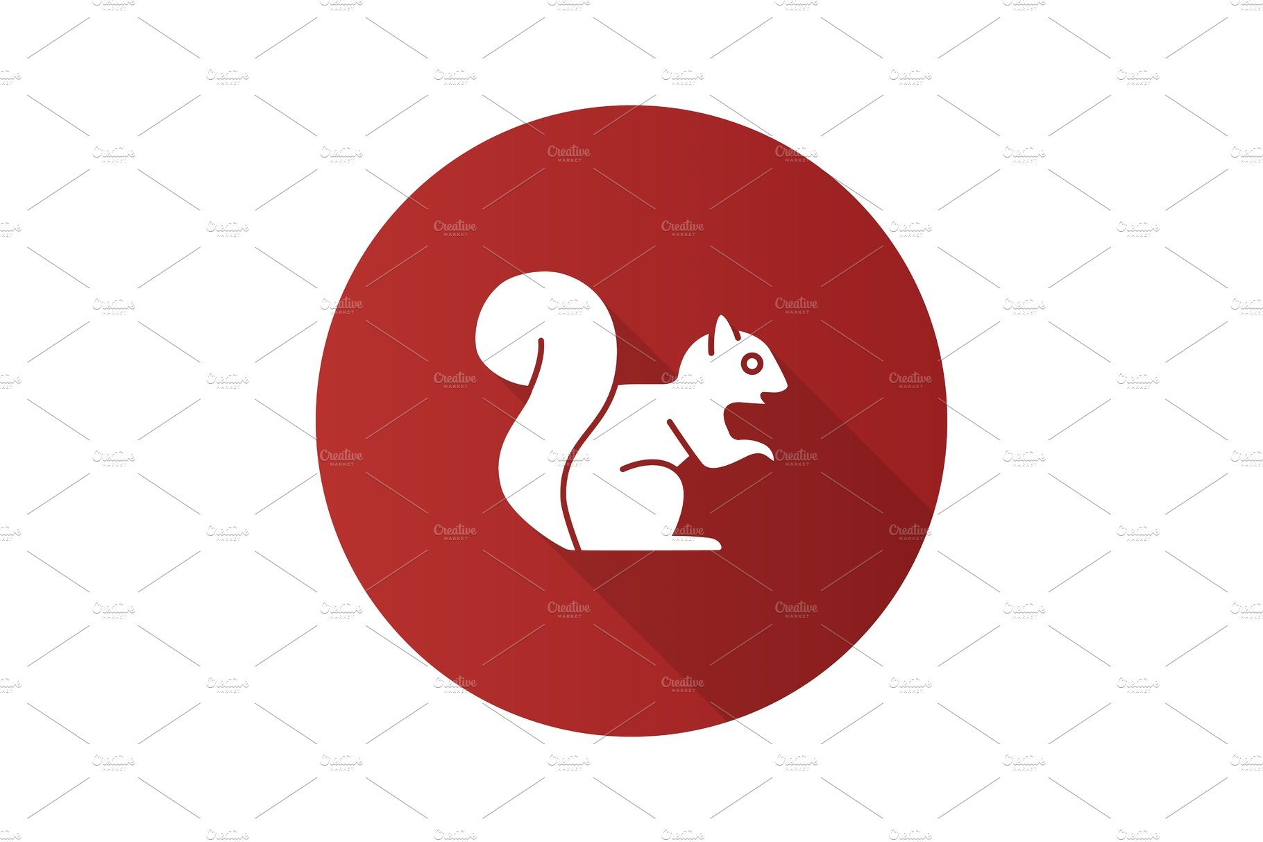 Squirrel flat design long shadow glyph icon cover image.