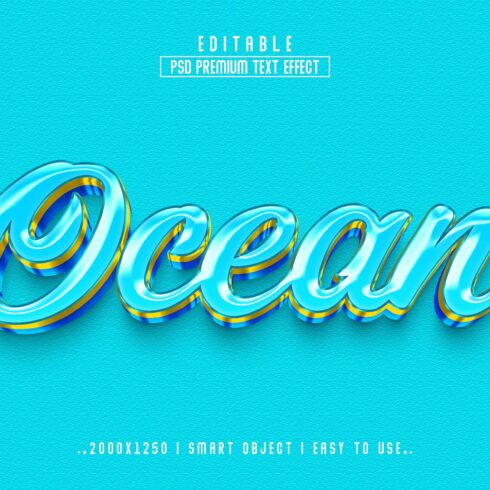 Blue background with the word ocean in the middle.