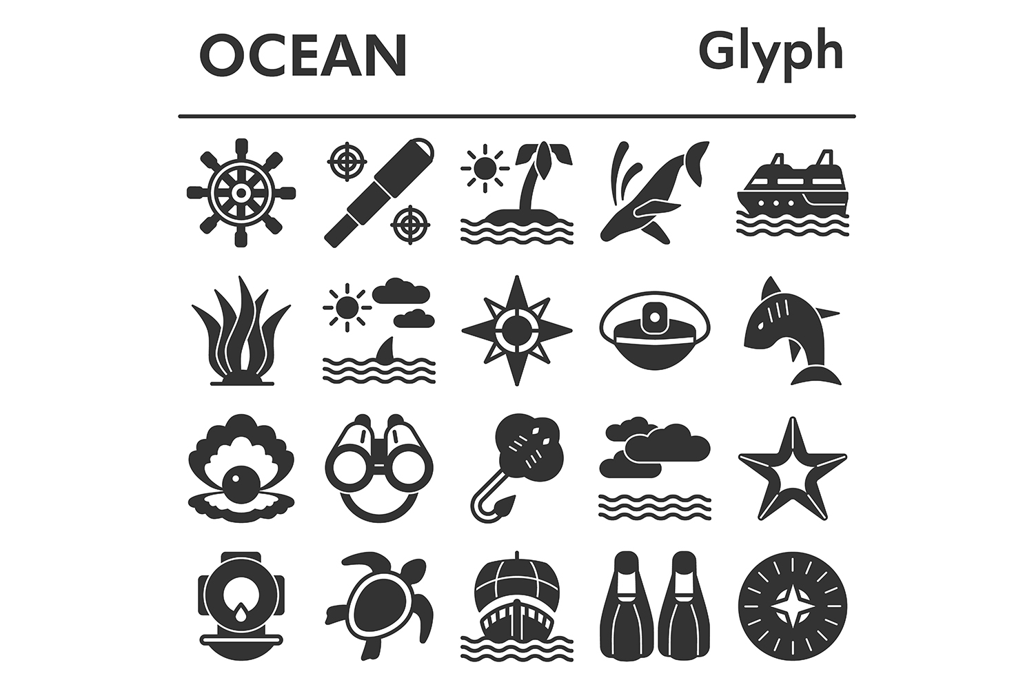 Set, ocean icons set_1 pinterest preview image.