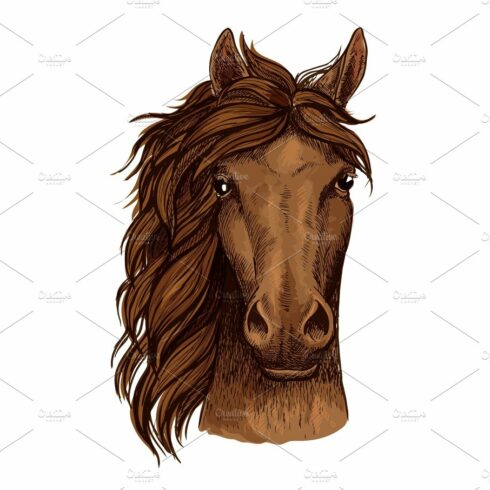 Horse head sketch of brown arabian racehorse cover image.