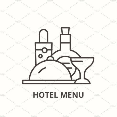 Hotel menu line icon concept. Hotel cover image.
