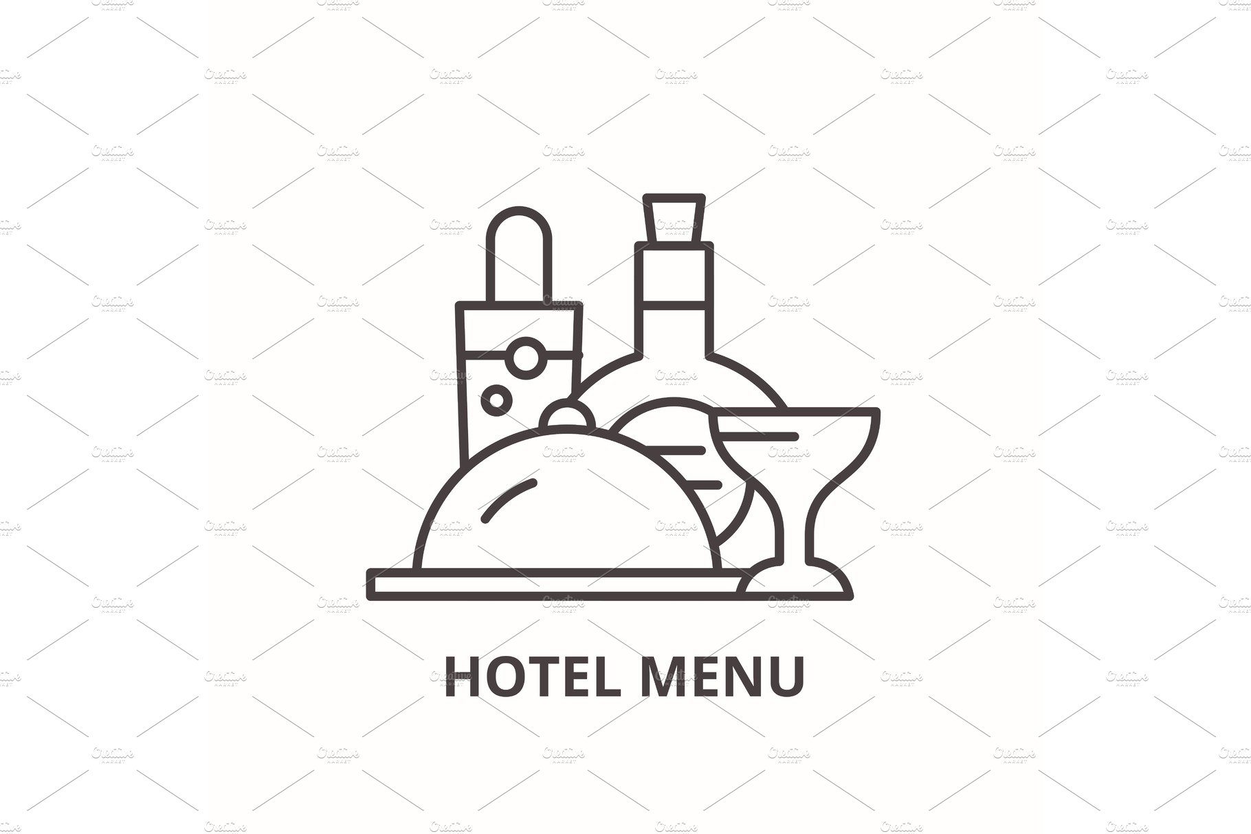 Hotel menu line icon concept. Hotel cover image.