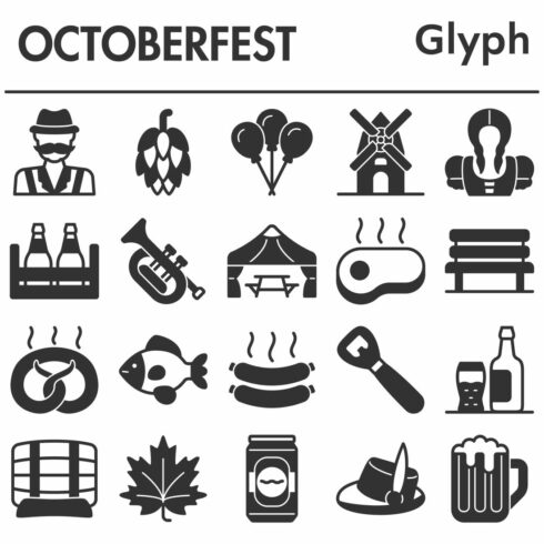 Oktoberfest icons set, glyph style cover image.