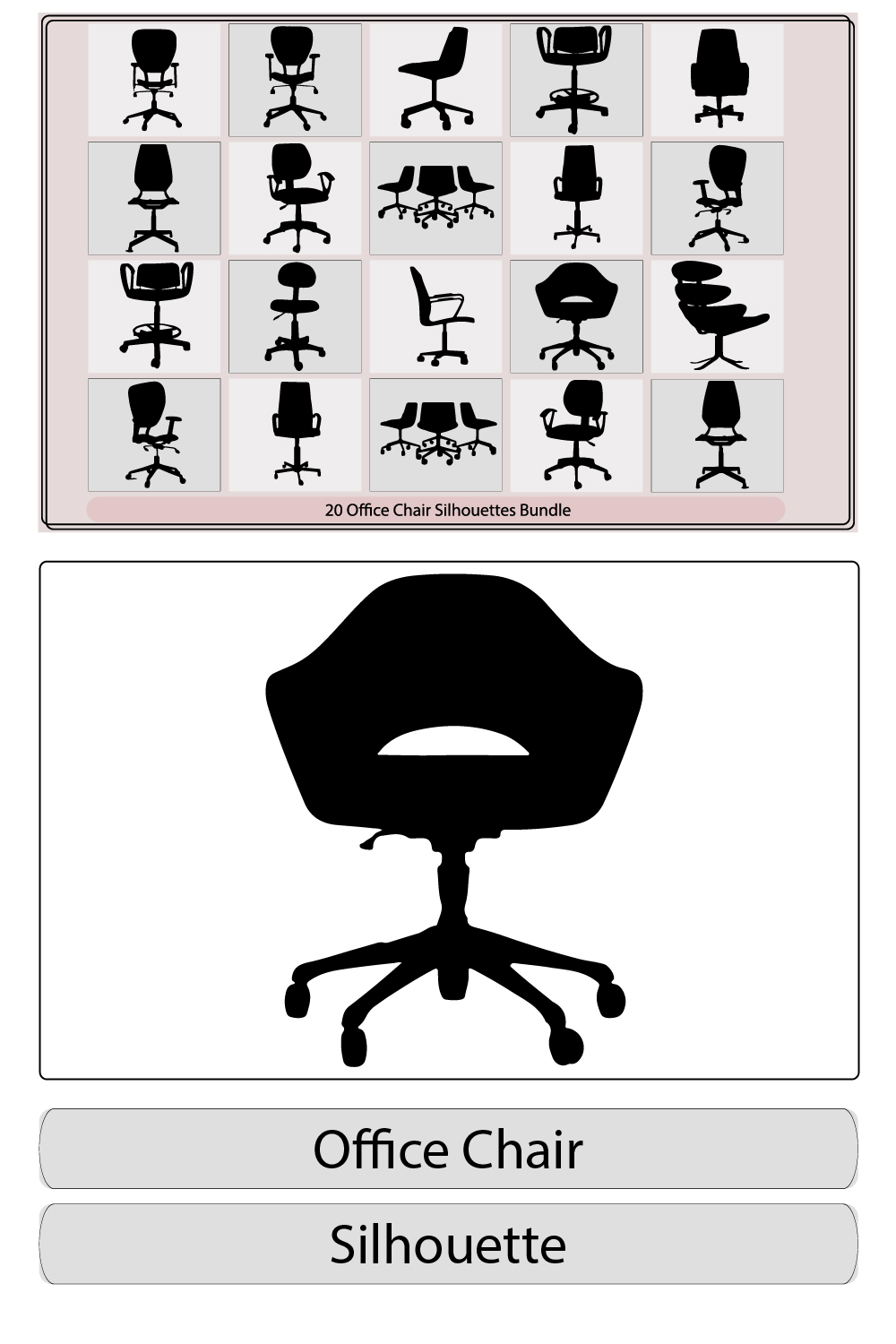 Chair icon,Office chairs silhouettes vector illustration,Black modern office armchair set,illustration with office chairs,silhouette modern furniture chair pinterest preview image.
