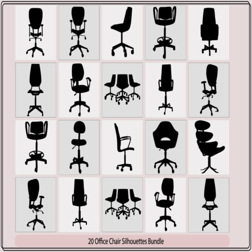Chair icon,Office chairs silhouettes vector illustration,Black modern office armchair set,illustration with office chairs,silhouette modern furniture chair cover image.
