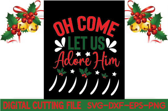 Christmas svg file with holly and bells.