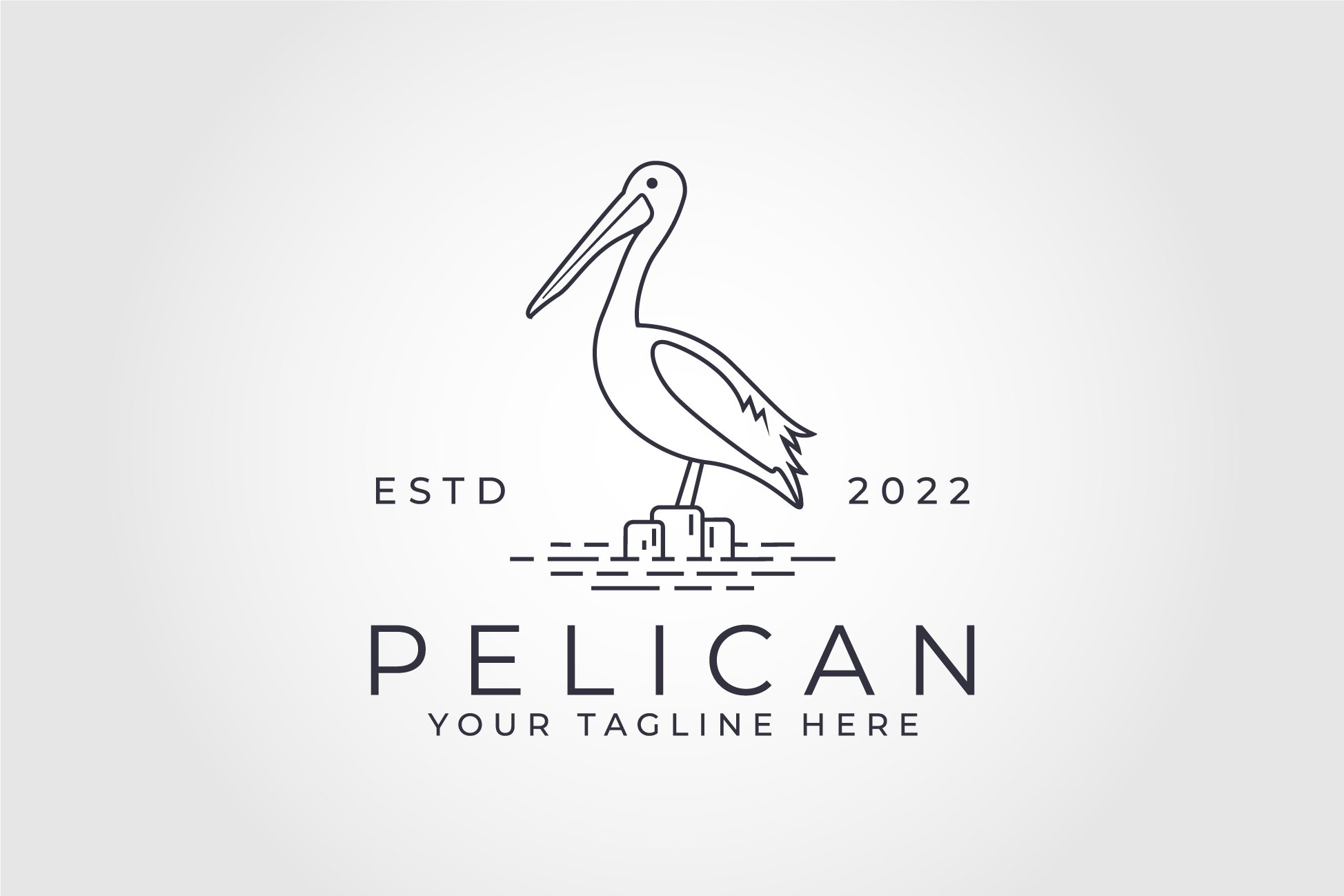 Pelican Line art logo illustration cover image.