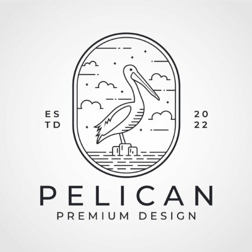 Pelican Line art Mono illustration cover image.