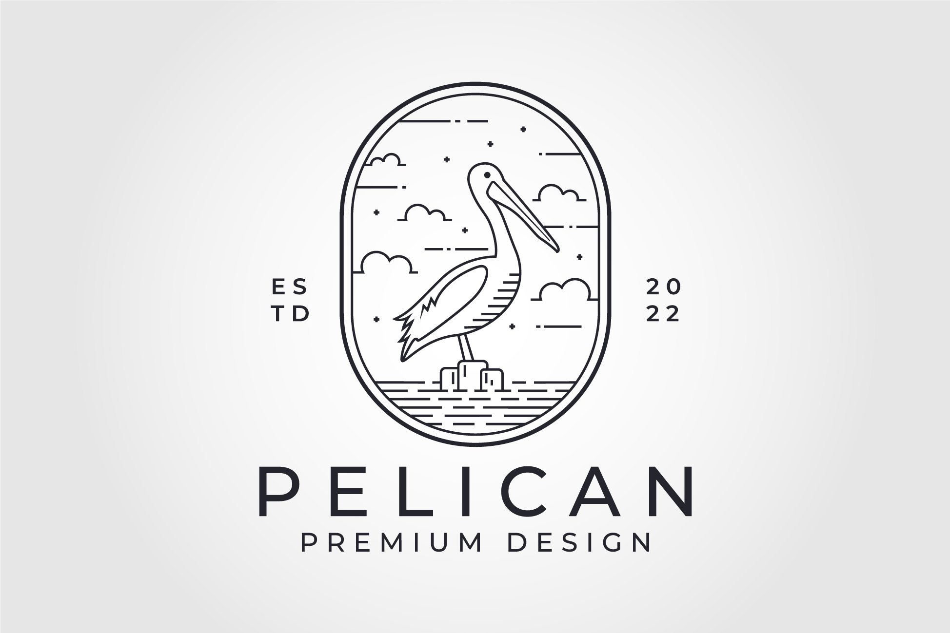 Pelican Line art Mono illustration cover image.