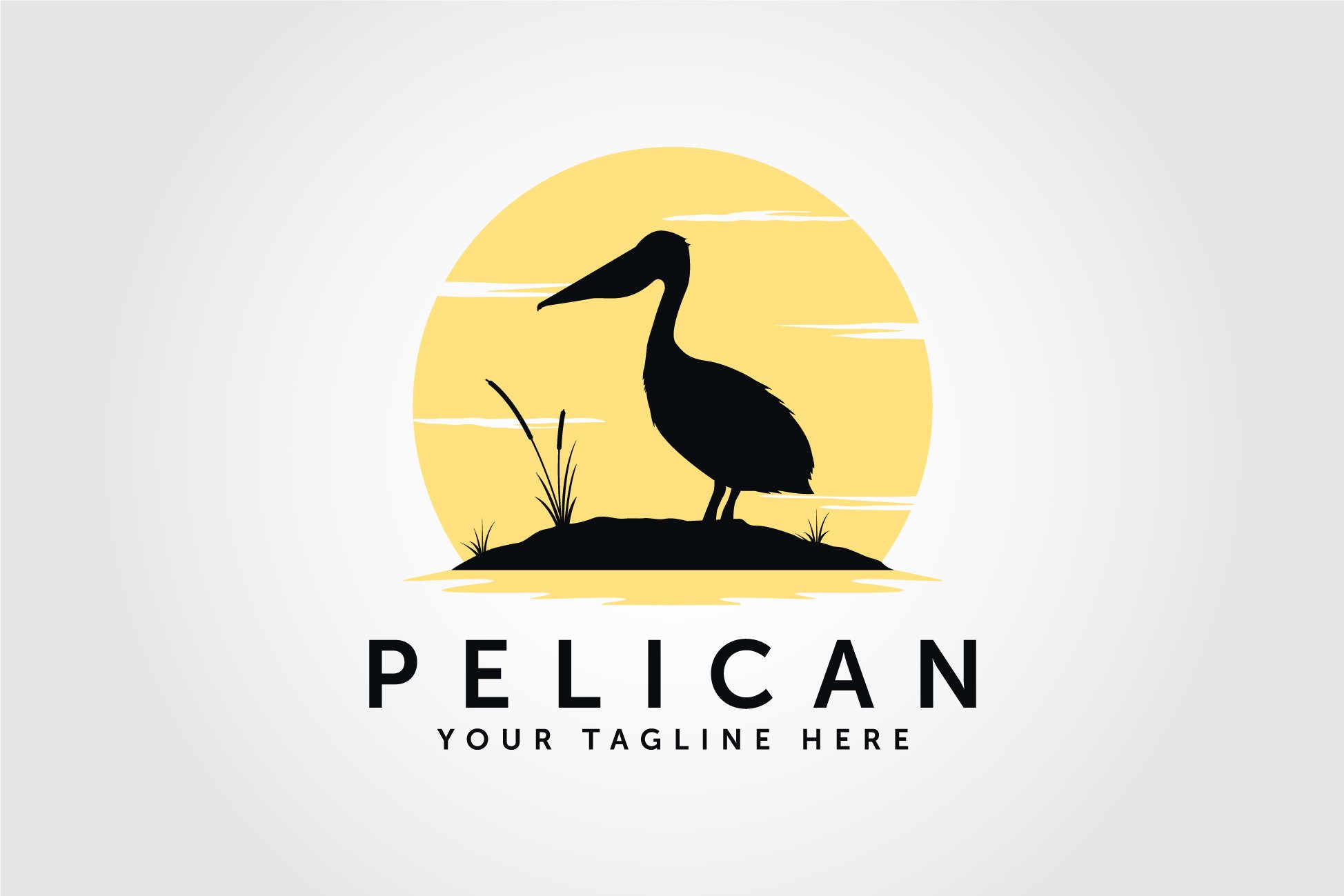 pelican bird logo vintage with sun cover image.