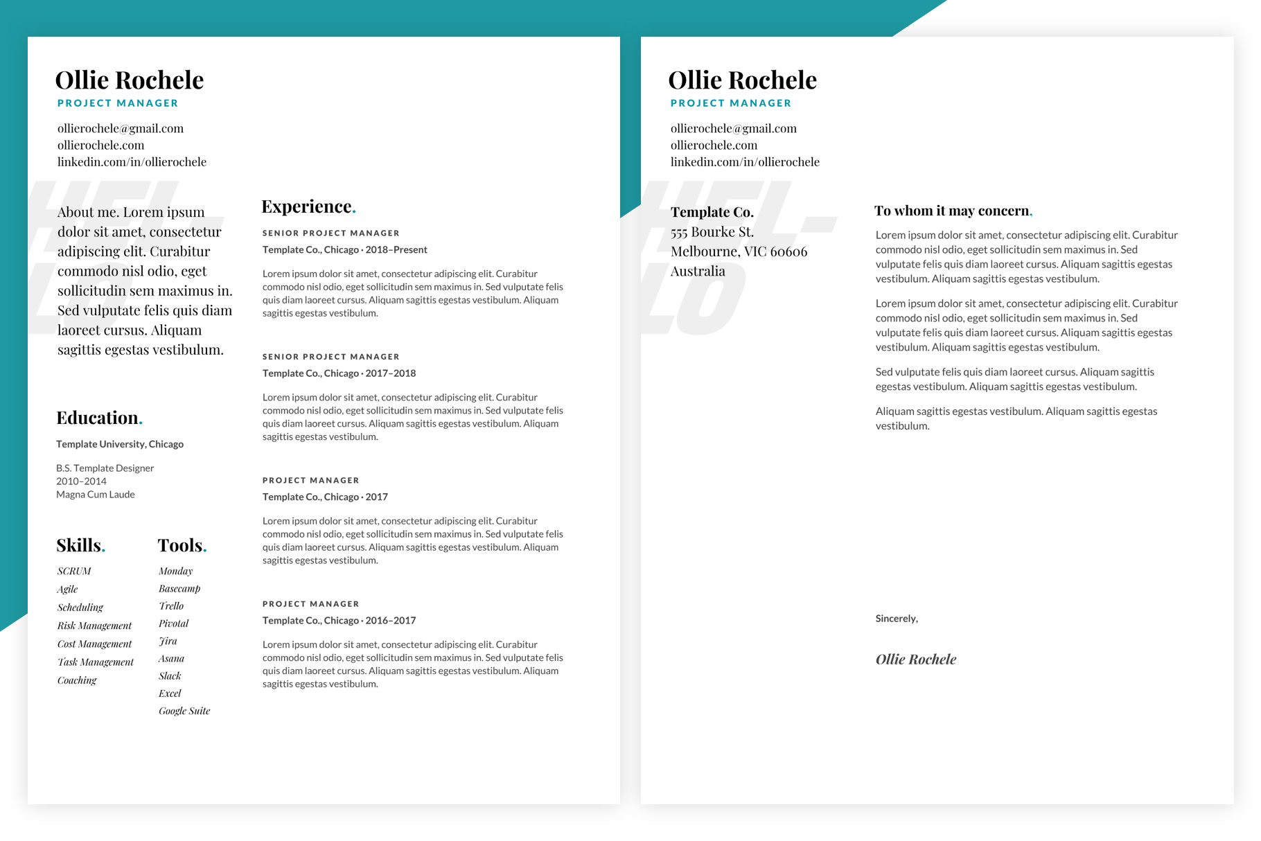 Ollie - Resume and Cover Letter preview image.