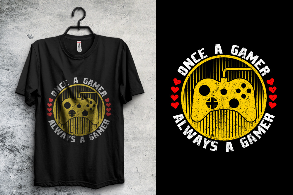 T - shirt with a video game controller on it.