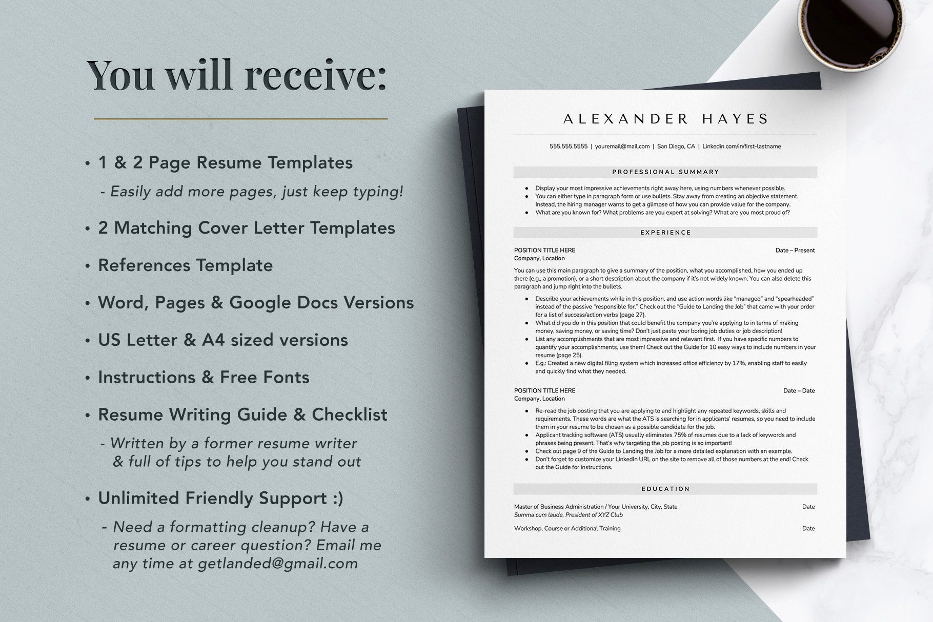 one column resume template format 238