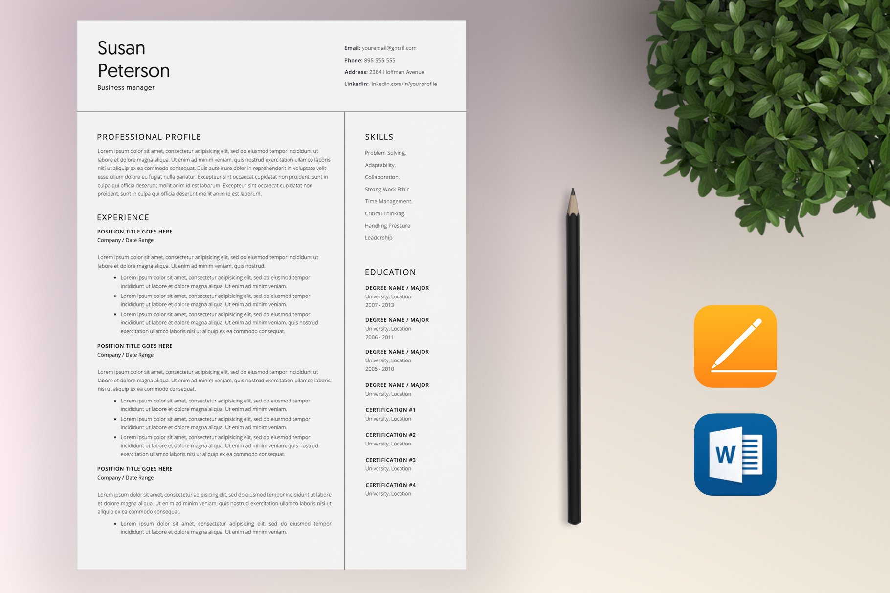 Resume | Cover Letter | 4 Pages preview image.