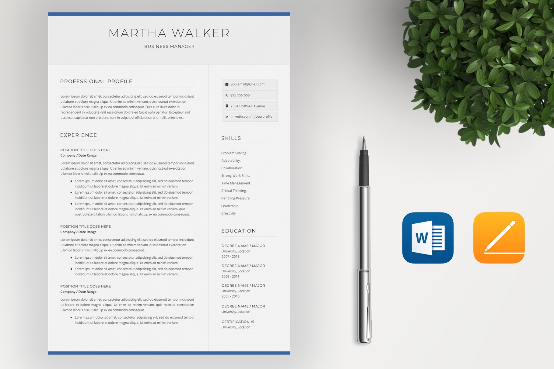 Resume & Cover Letter | CV Template preview image.