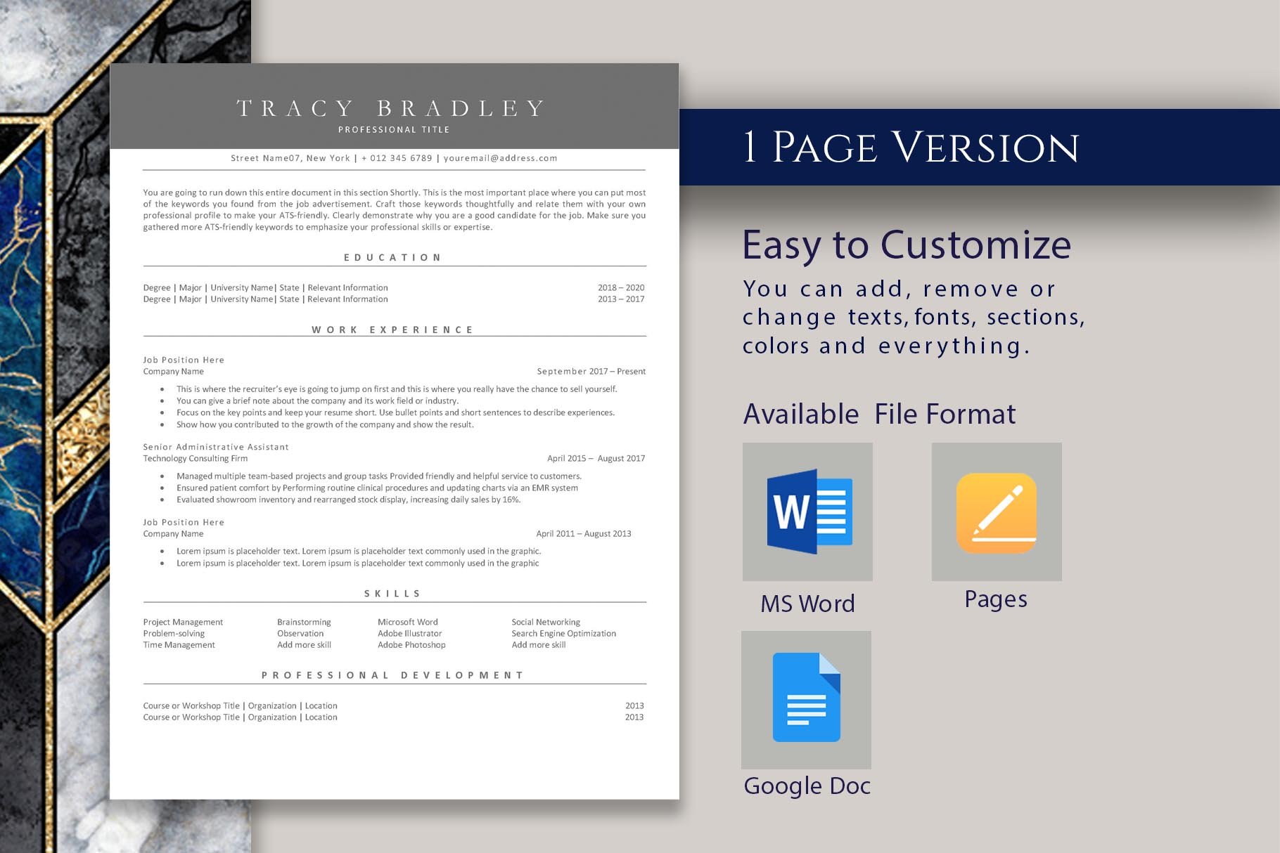 Google Docs Resume Template ATS preview image.