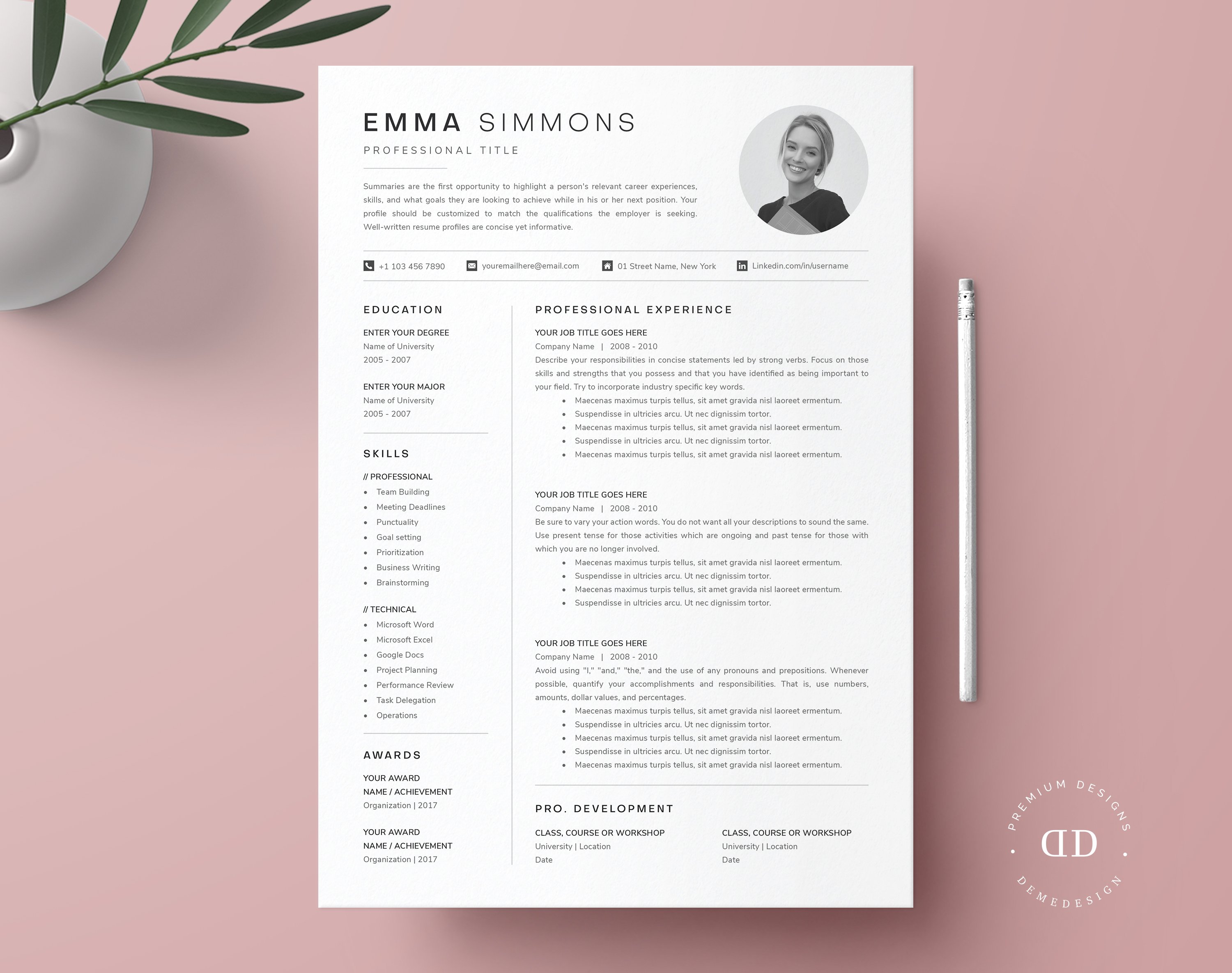 Compact One Page Resume Template Kit cover image.
