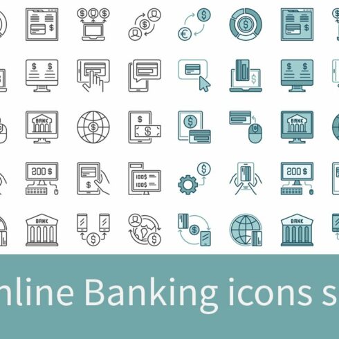 Online Banking icons set cover image.