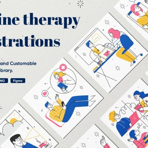 Online therapy illustrations cover image.