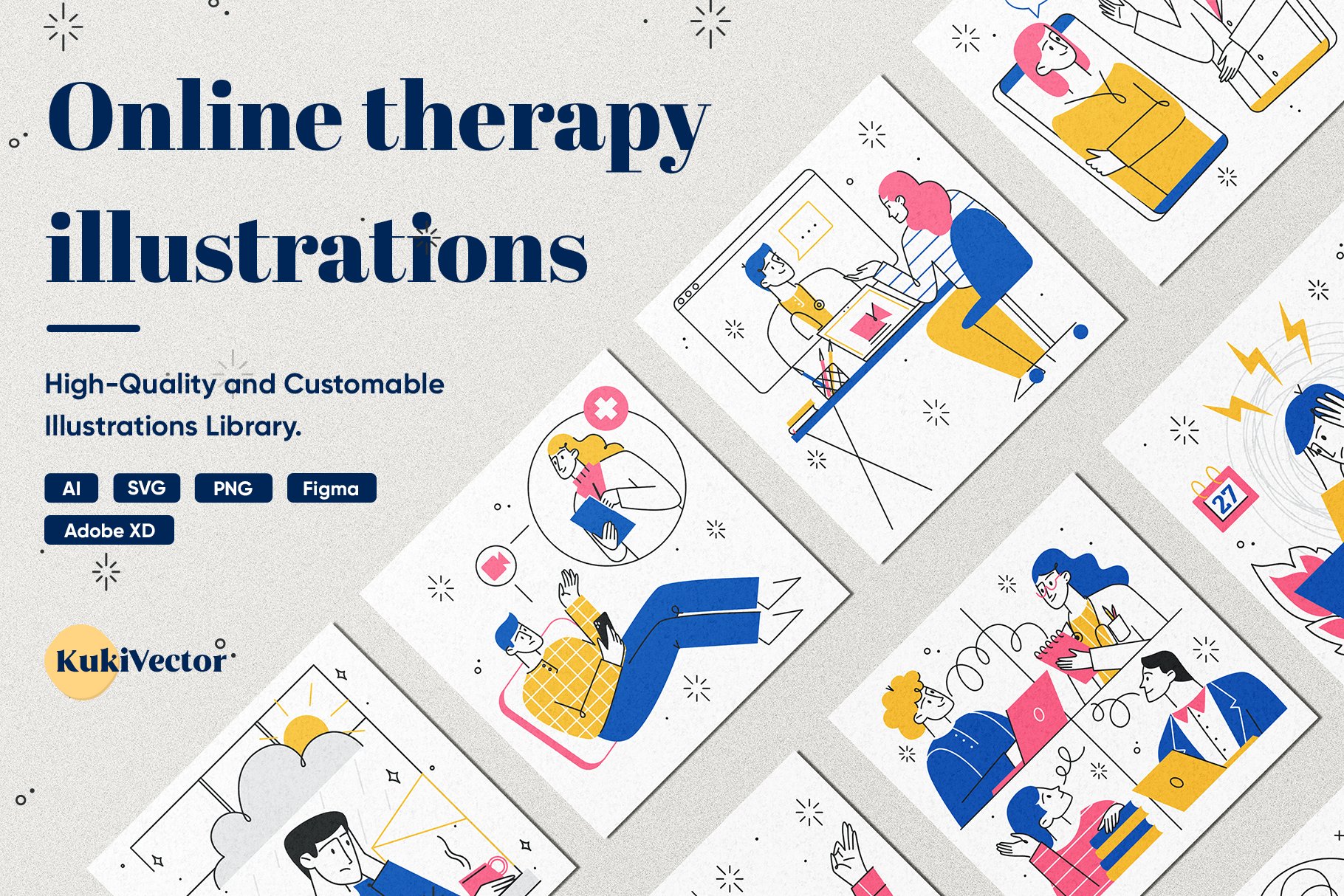 Online therapy illustrations cover image.