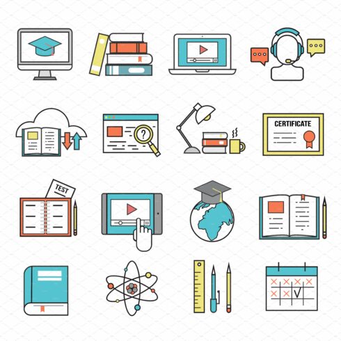 Education ouitline icons vector cover image.