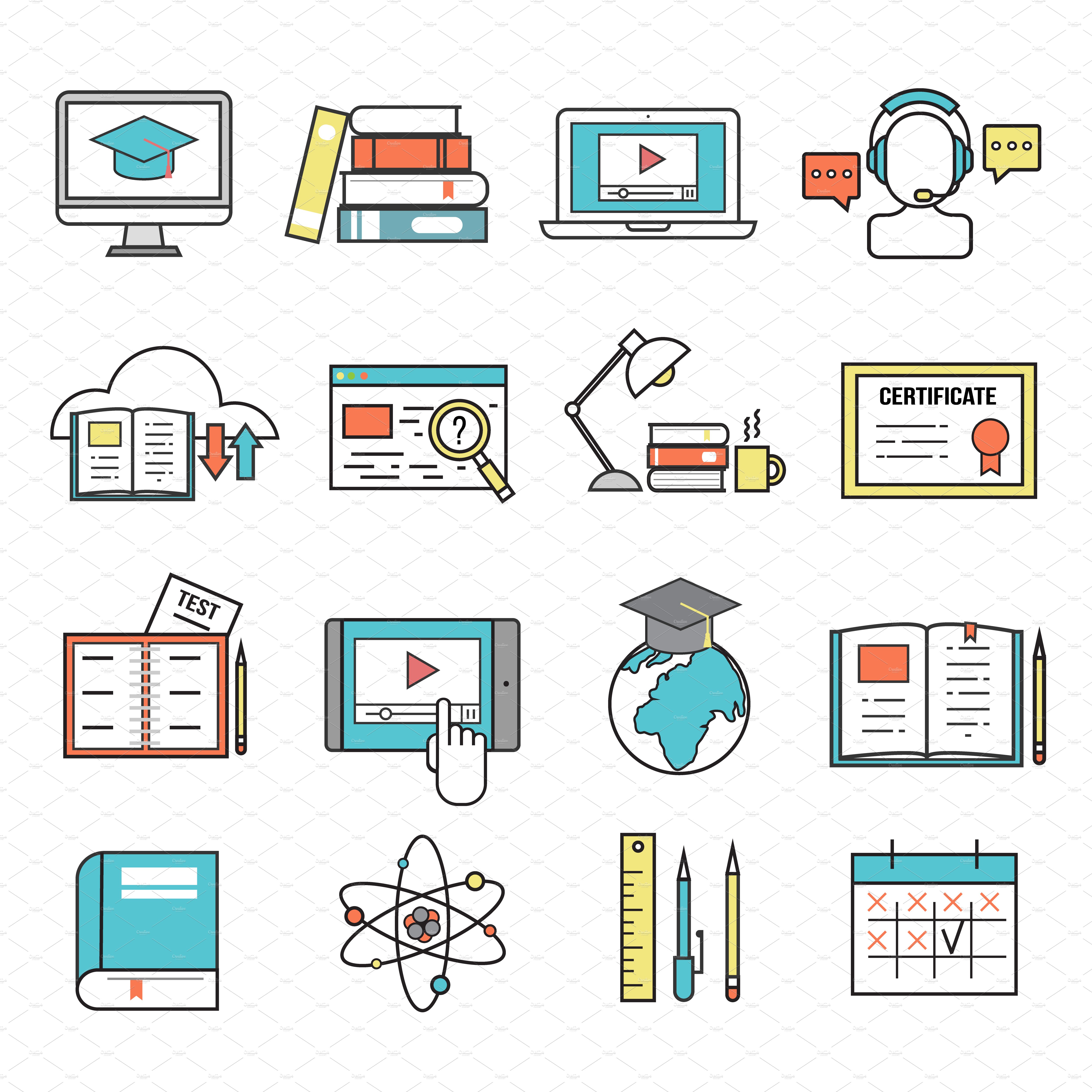 Education ouitline icons vector cover image.