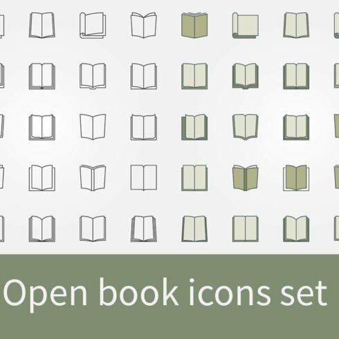 Open book icons set cover image.